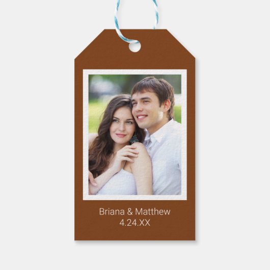 Foto Minimalistisch Script Terracotta bruiloft gun Cadeaulabel (Achterkant)