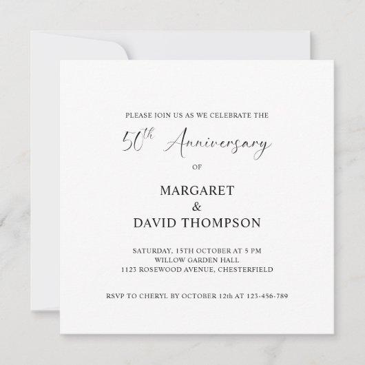 Foto minimalistisch zwart-wit 50ste Jubileum Kaart (Voorkant)