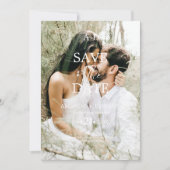 Foto Minimalistische Zwart-Wit Monogram Trouw  Save The Date (Voorkant)