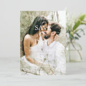 Foto Minimalistische Zwart-Wit Monogram Trouw  Save The Date (Staand voorkant)