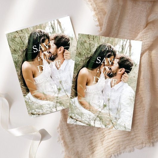 Foto Minimalistische Zwart-Wit Monogram Trouw  Save The Date