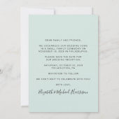 Foto Mint Weddenschappen Reception Save the Date Aankondiging (Achterkant)