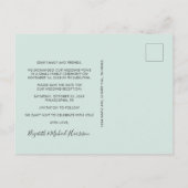 Foto Mint Weddenschappen Reception Save the Date Aankondigingskaart (Achterkant)