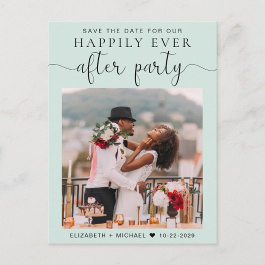 Foto Mint Weddenschappen Reception Save the Date Aankondigingskaart (Voorkant)