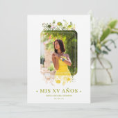 Foto Mis XV van verfijnd Floral Lijst Kaart (Staand voorkant)