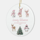 Foto M'n eerste kerst aangepast meisje boslandscha Keramisch Ornament (Links)