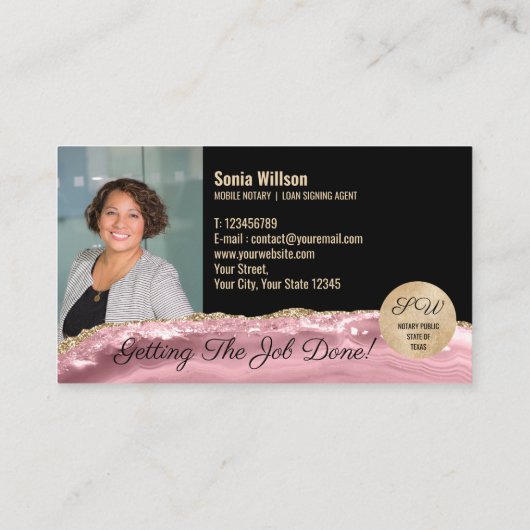 Foto Mobiele Notaris Loan Signing Agent Monogram Visitekaartje (Achterkant)