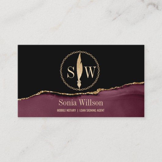 Foto Mobiele Notaris Loan Signing Agent Monogram Visitekaartje (Voorkant)