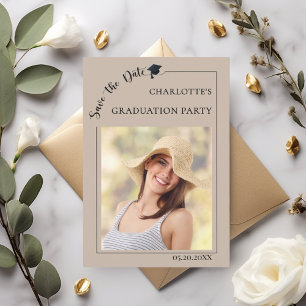 Foto mocha beige Afstudeerfeest Save the Date