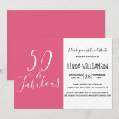 Foto Modern 50 Fabulous Hot Pink 50e verjaardag Kaart (Voorkant / Achterkant)