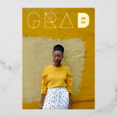 Foto modern Afstudeerder Letter Gold Foil Afstuder Folie Uitnodiging (Voorkant)