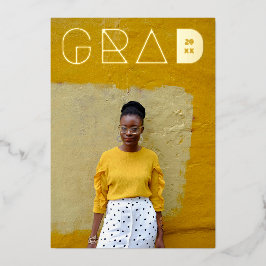 Foto modern Afstudeerder Letter Gold Foil Afstuder Folie Uitnodiging