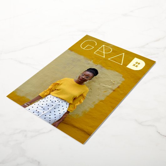 Foto modern Afstudeerder Letter Gold Foil Afstuder Folie Uitnodiging (Gedraaid)