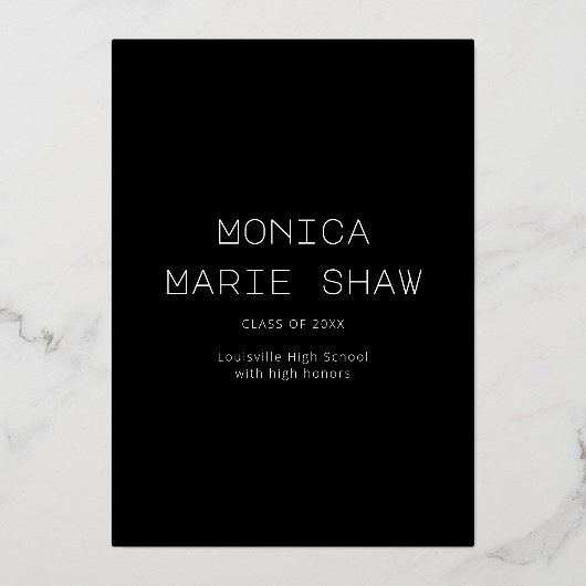 Foto modern Afstudeerder Letter Gold Foil Afstuder Folie Uitnodiging (Achterkant)