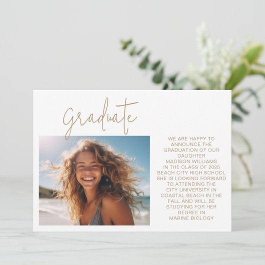 Foto Modern Afstuderen Afstuderen Aankondiging (Staand voorkant)