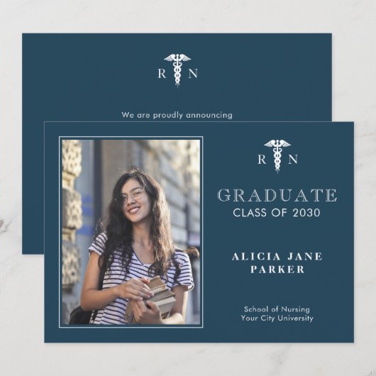 Foto modern afstuderen verpleegschool aankondiging (Voorkant / Achterkant)