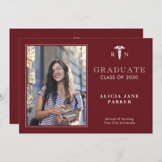 Foto modern afstuderen verpleegschool aankondiging (Voorkant / Achterkant)