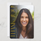 Foto Modern Afstuderen Zwart Bedankt Card (Voorkant)