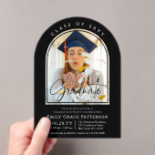 Foto Modern Arch Afstuderen Script Afstudeerfeest Acryl Uitnodigingen (Insitu (Draagbaar))