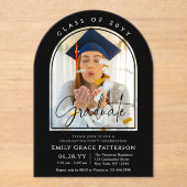 Foto Modern Arch Afstuderen Script Afstudeerfeest Acryl Uitnodigingen (Voorkant)