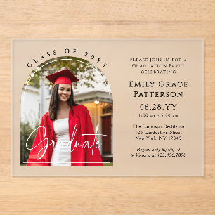 Foto Modern Arch Afstuderen Script Afstudeerfeest Acryl Uitnodigingen