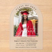 Foto Modern Arch Afstuderen Script Afstudeerfeest Acryl Uitnodigingen (Voorkant)