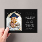 Foto Modern Arch Afstuderen Script Afstudeerfeest Acryl Uitnodigingen (Insitu (Draagbaar))