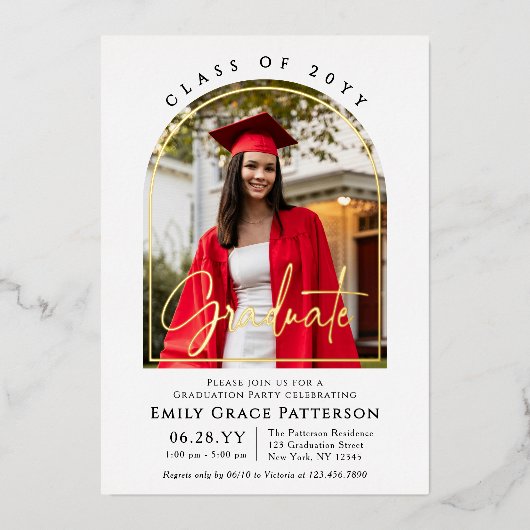 Foto Modern Arch Afstuderen Script Afstudeerfeest Folie Uitnodiging (Voorkant)