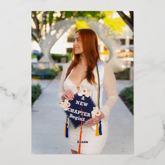 Foto Modern Arch Afstuderen Script Afstudeerfeest Folie Uitnodiging (Achterkant)