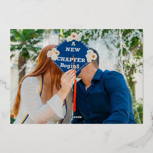 Foto Modern Arch Afstuderen Script Afstudeerfeest Folie Uitnodiging (Achterkant)