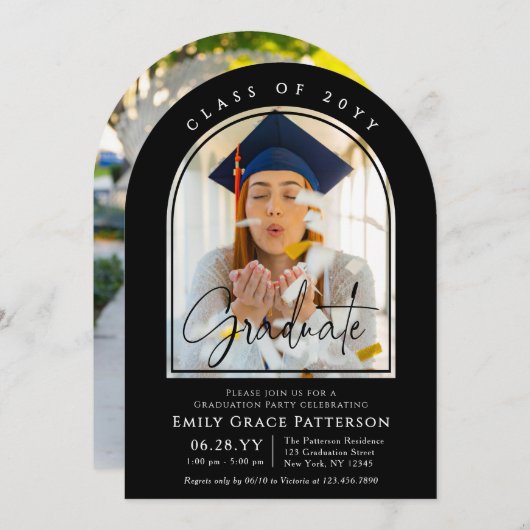 Foto Modern Arch Afstuderen Script Afstudeerfeest Kaart (Voorkant / Achterkant)