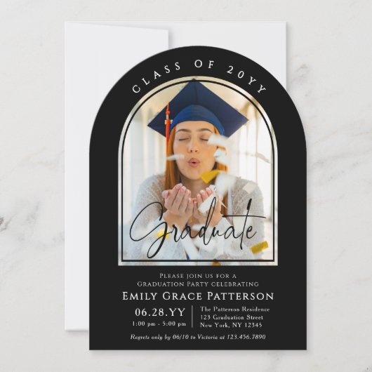 Foto Modern Arch Afstuderen Script Afstudeerfeest Kaart (Voorkant)