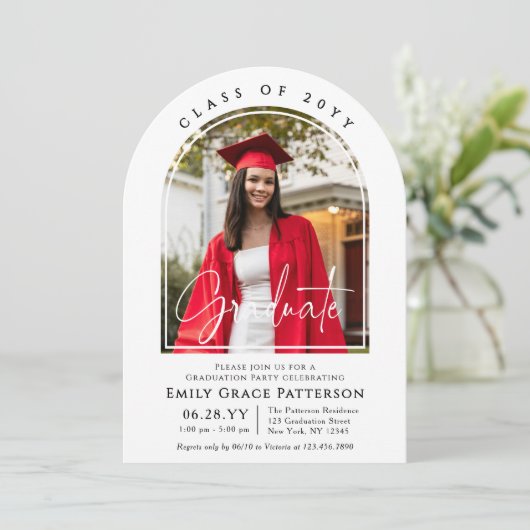 Foto Modern Arch Afstuderen Script Afstudeerfeest Kaart (Staand voorkant)