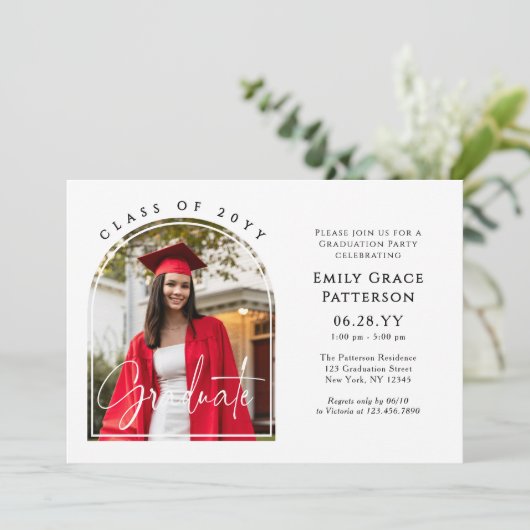 Foto Modern Arch Afstuderen Script Afstudeerfeest Kaart (Staand voorkant)