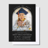 Foto Modern Arch Afstuderen Script Afstudeerfeest Vellum Uitnodigingen (Offset)