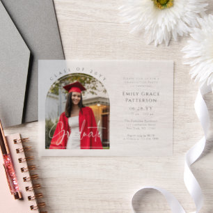 Foto Modern Arch Afstuderen Script Afstudeerfeest Vellum Uitnodigingen