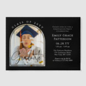 Foto Modern Arch Afstuderen Script Afstudeerfeest Vellum Uitnodigingen (Voorkant)