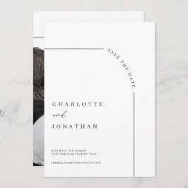 Foto Modern Arch Black en White Wedding Save The Date