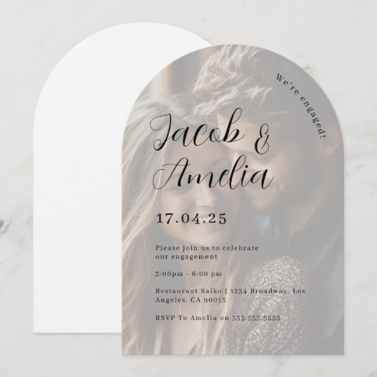 Foto Modern Arch Engagement Party Kaart (Voorkant / Achterkant)