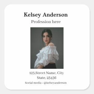 Foto modern beroep social media adres eenvoudig vierkante sticker