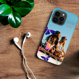 Foto Modern Besties Glitter vlinder Violet Case-Mate iPhone 14 Pro Max Hoesje