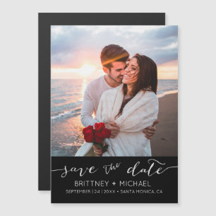 Foto Modern Black Simple Save the Date Magnetische Uitnodiging