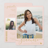 Foto Modern Blush Pink Afstuderen Open House Aankondiging (Voorkant / Achterkant)