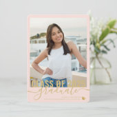 Foto Modern Blush Pink Afstuderen Open House Aankondiging (Staand voorkant)