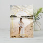 Foto Modern Boho Arch Save the Date Gold Folie Uitnodiging (Staand Voorkant)
