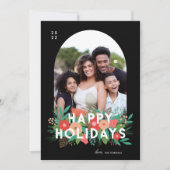 Foto Modern Bold Floral Prettige feestdagen Arch Feestdagenkaart (Voorkant)