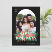 Foto Modern Bold Floral Prettige feestdagen Arch Feestdagenkaart (Staand voorkant)