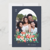 Foto Modern Bold Floral Prettige feestdagen Arch Feestdagenkaart (Voorkant)