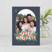 Foto Modern Bold Floral Prettige feestdagen Arch Feestdagenkaart (Staand voorkant)