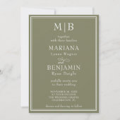 Foto Modern Border Minimalist Boho Green Wedding Kaart (Voorkant)